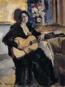 Konstantin Korovin The lady play Guitar oil painting on canvas